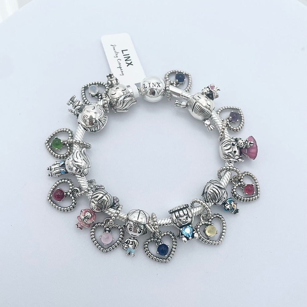 Linx Snake Chain Bracelet with Custom Children and Birthstone Themed Charms